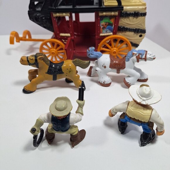 Great Adventures Wild West Western Stagecoach Cowboys Horses Fisher Price - Picture 9 of 16